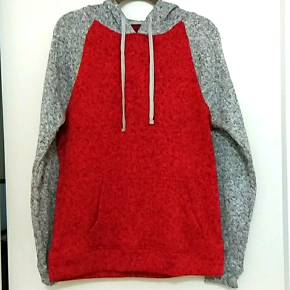 Carbon Men's SZ MED Sweatshirt Hoodie Gray Red